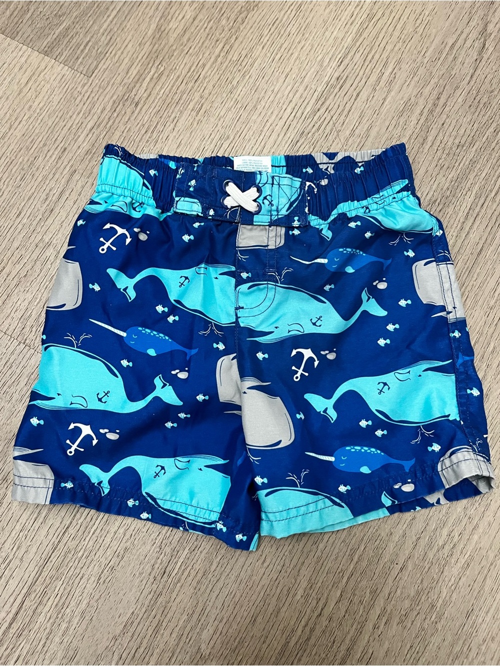 Circo Navy and Teal Whale Print Swim Shorts